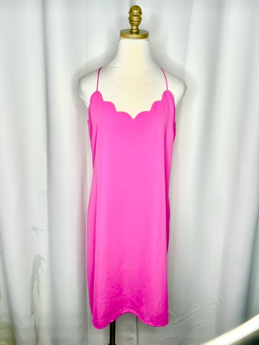 J.CREW SCALLOPED NECK RACERBACK SLIP DRESS